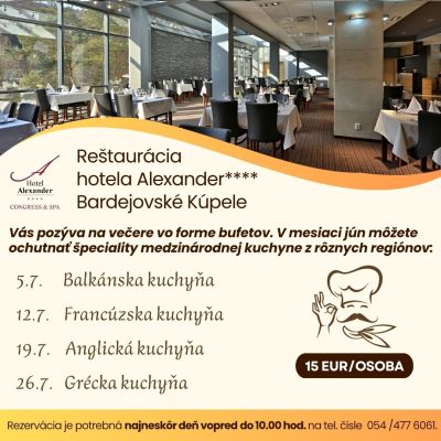 NOVINKA: tradičné zahraničné kuchyne každú sobotu