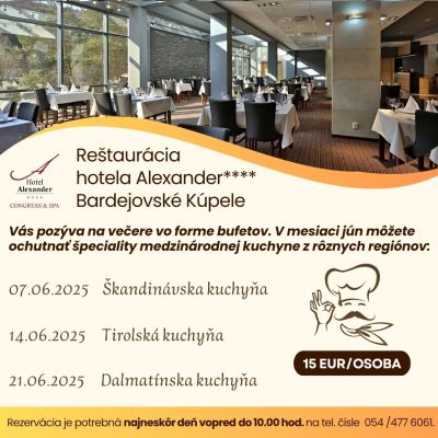 NOVINKA: tradičné zahraničné kuchyne každú sobotu